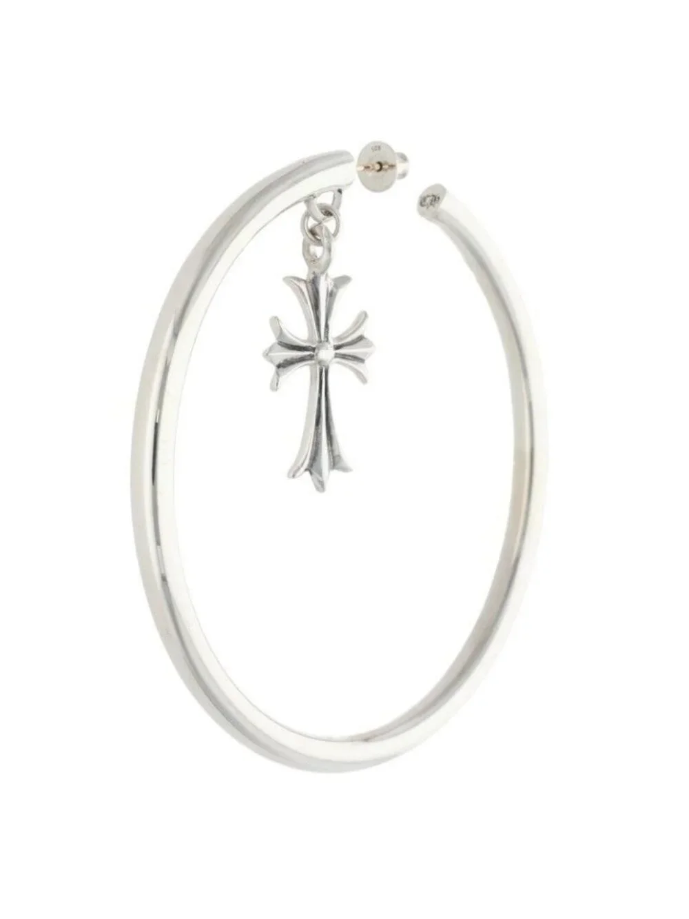 Chrome Hearts Tiny CH Silver Earrings with Cross